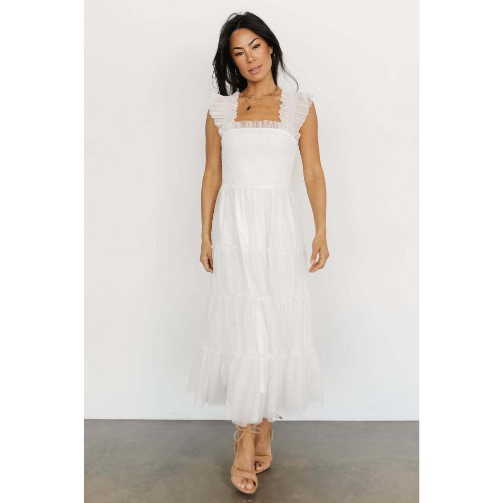Baltic Born Emma Smocked Tulle Dress | Off White Size XLXL